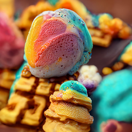 Colorful ice cream. Abstract creative summer concept. Ice cream pattern drawing. Abstract...