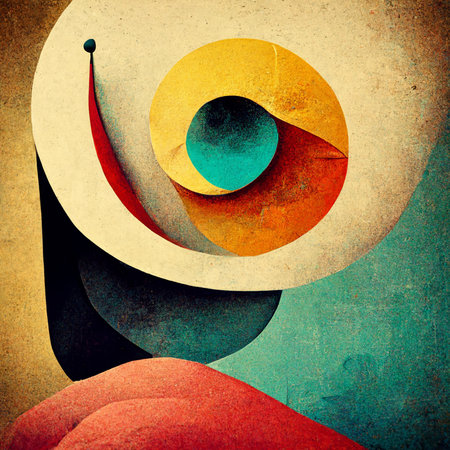 Abstract contemporary modern watercolor art. Minimalist illustration for social media, wall decoration, postcard or brochure cover design. Digital generated. Vintage style.の写真素材