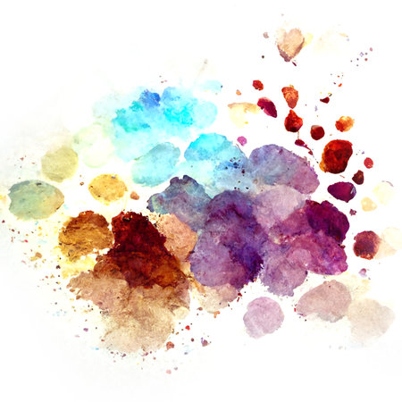 Multicolored splash watercolor blots - template for your designs. Digital generated.の写真素材