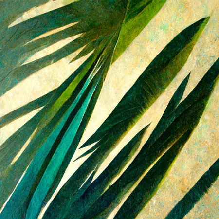 Nature view of green tropical plants leaves background. Dark nature concept. Digital generated.の写真素材