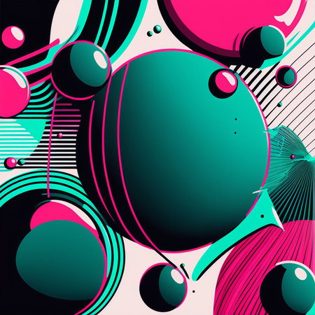 Abstract futuristic contemporary modern cosmic design in cartoon style. Digital generated...