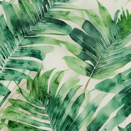 Nature view of green tropical plants leaves background. Nature concept in watercolor style. Digital generated.の素材