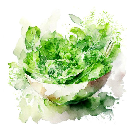 Green vegan breakfast meal in bowl with spinach, arugula, avocado, seeds and sprouts on white background. Clean eating, dieting, vegan food concept. Digital generated.の素材