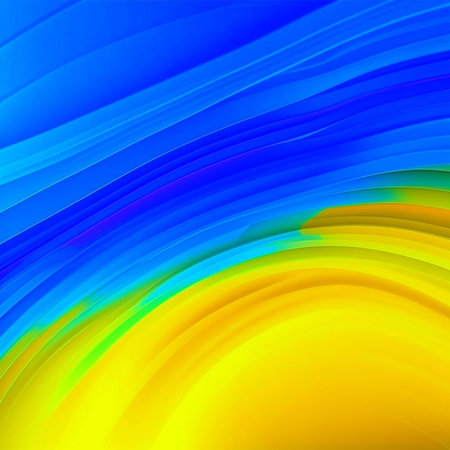 Abstract painting on blue and yellow watercolor painting background. Ukrainian colors. Digital illustration brush to art. Retro style. Digital generated illustration.の素材