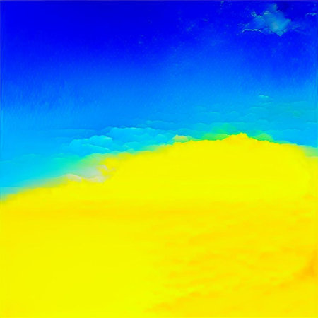 Abstract painting on blue and yellow watercolor painting background. Ukrainian colors. Digital illustration brush to art. Retro style. Digital generated illustration.の素材
