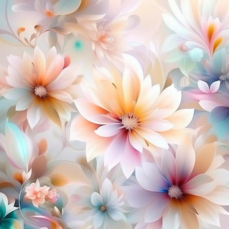 Pink and lilac shades flowers background. Digital generated design with flower paint brush line art. Closeup illustrations.の素材