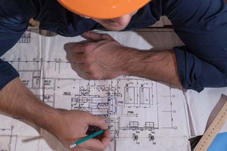 Architect or designer in the process of workの写真素材
