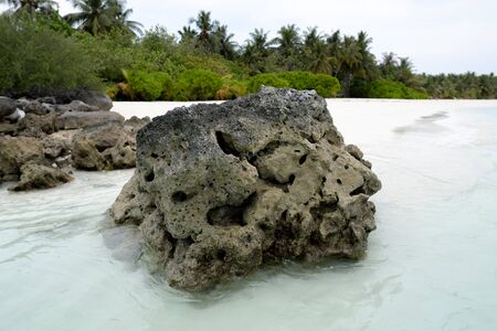 Stone on the shore of a tropical islandの写真素材