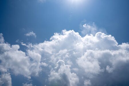 Beautiful blue sunny sky with cloudy background and textureの写真素材