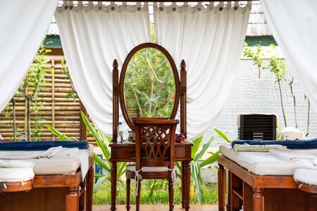 Spa mirror on the outdoor on a tropical island.の写真素材