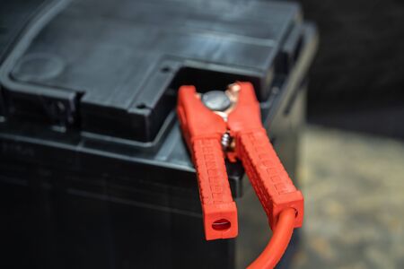 The car battery is charging while it is shaking from voltageの写真素材