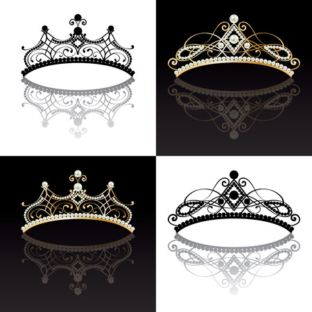 Set Of Princess Crowns Tiara Isolated On Whiteのイラスト素材 イメージマート