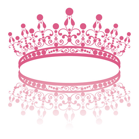diadem. elegance feminine tiara with reflection. in pink colour isolated on white background. vector illustration.のイラスト素材
