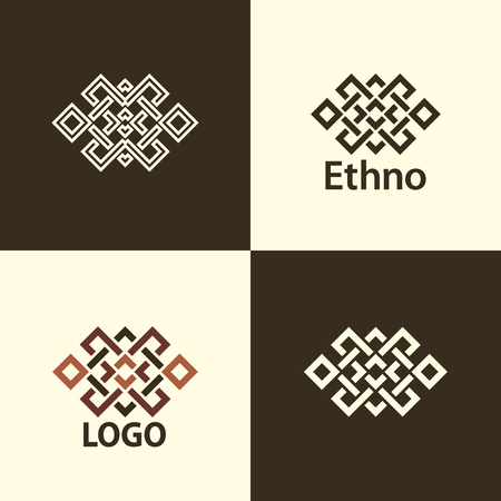 Set collection of the endless knot or eternal knot designs. One sign in different variations for your logo, tattoo, patterns... Vector illustration.のイラスト素材