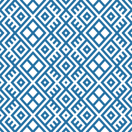 geometric seamless ethnic pattern background in blue and white colors, vector illustrationのイラスト素材
