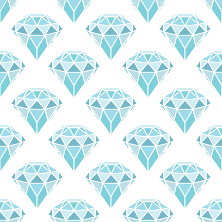 Seamless pattern of geometric blue diamonds on white background. Trendy hipster crystals design....