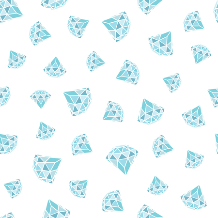 Seamless pattern of geometric blue diamonds on white background. Trendy hipster crystals design. Vector illustration.のイラスト素材
