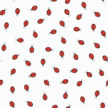 A seamless pattern with ladybugs isolated on white background.のイラスト素材