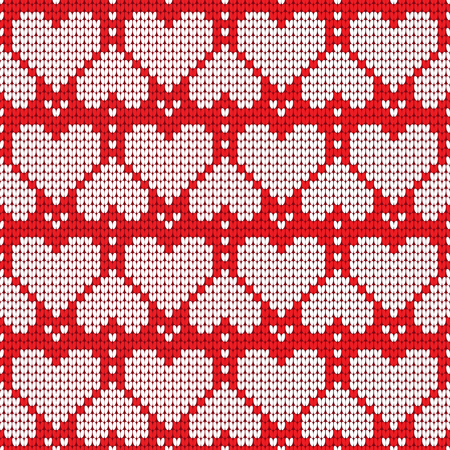 Valentine's Day heart knitted seamless patternのイラスト素材