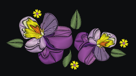 Flowers isolated on black background. Vector illustration.のイラスト素材