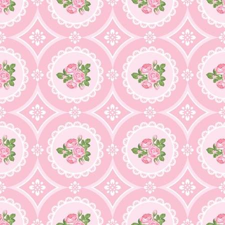 Shabby chic rose seamless pattern background Vector illustration.のイラスト素材