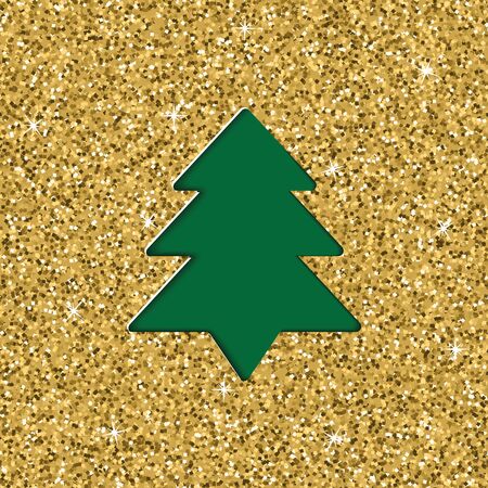 Layered cut out paper greeting card with Christmas with glitter texture effect. Vector illustrationのイラスト素材