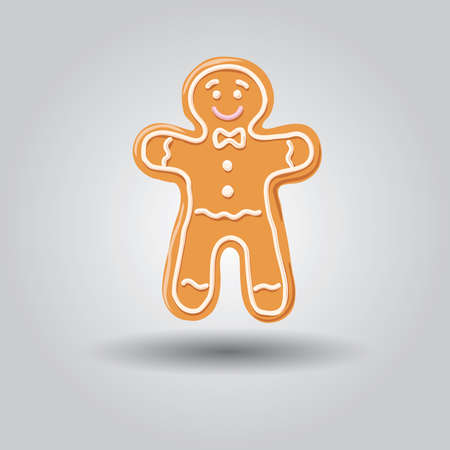 Sweet decorated new year gingerbread cookie. Christmas ginger manのイラスト素材