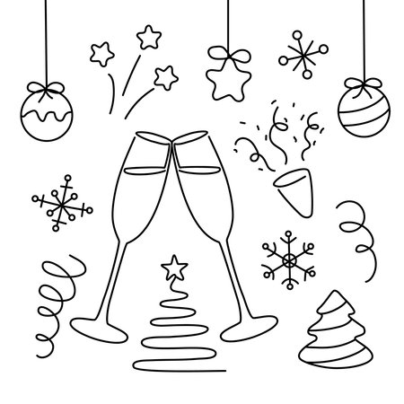 New year elements set collection. Isolated on white background. For Christmas party invitations, cards, winter sale advertising. Vector Illustrationのイラスト素材