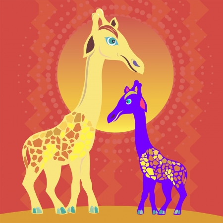 two giraffes in the sunのイラスト素材