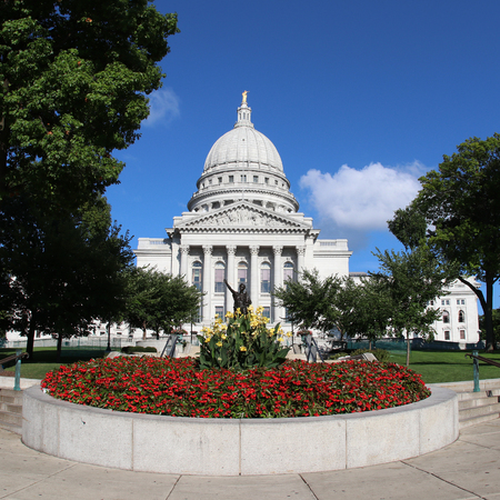 Wisconsin State Capitol building, National Historic Landmark. Madison, Wisconsin, USA. Square composition.のeditorial素材