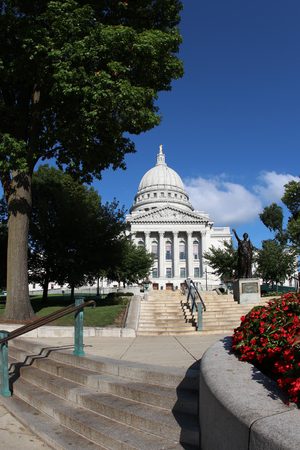 Wisconsin State Capitol building, National Historic Landmark. Madison, Wisconsin, USA. Vertical composition, fish eye lens.のeditorial素材