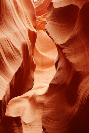 Swirls of old red  sandstone wall abstract pattern in Lower Antelope Canyon, Page, Arizona, USA.の写真素材