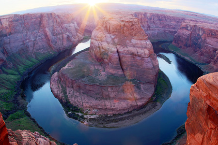 Horseshoe Bend of the Colorado River in Glen canyon located near the town of Page, Arizona, USA....
