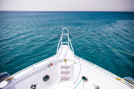 Close up. Yacht Sailing On Sea High-Res. Egypt, the Sinai Peninsula, Dahab.の写真素材