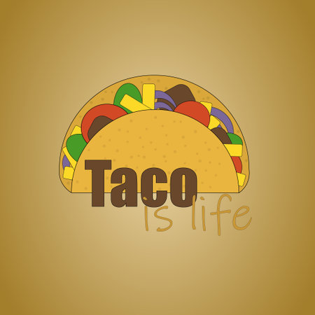 Banner with taco. National Mexican food. Illustration of Latin American dishのイラスト素材