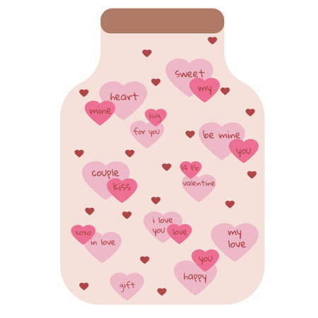 Jar with valentine's day cardsのイラスト素材
