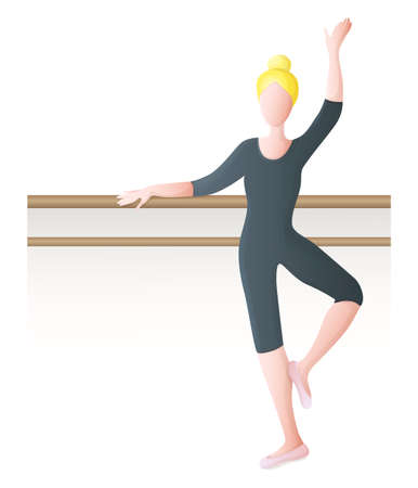 Graceful girl perform choreography exercises. Stylized flat graphics for illustrations in design and for websites and social networks.のイラスト素材