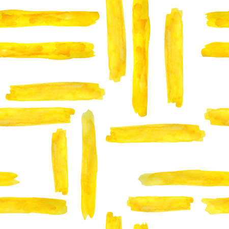 seamless hand drawn watercolor modern contemporary trendy abstract pattern in yellow and orange. Vibrant colors background grunge stripes geometric vertical horizontal. Fall Autumn summer design.の写真素材
