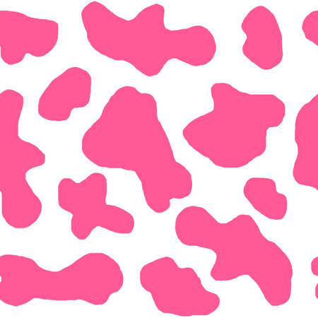 Watercolor hand drawn seamless cow print fabric pattern, black white pastel strawberry pink colors. Cowboy cow girl western background illustration design, milk farm wallpaper.の写真素材