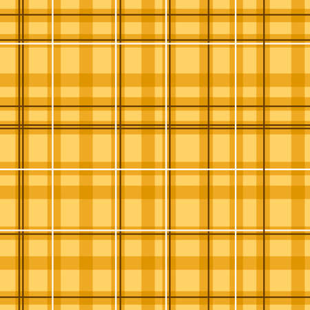 Seamless pattern with plaid tartan lumberjack ornament. Warm yellow orange beige brown gingham buffalo plaid print. For Thanksgiving design wrapping paper decoration. Abstract geometric traditional backgroundの写真素材
