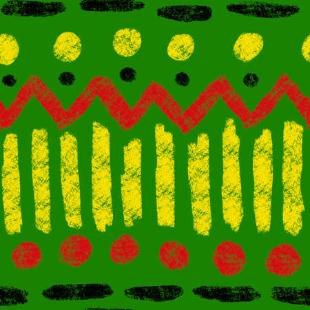 Hand drawn seamless pattern with african geometric ornament design print, Juneteenth freedom 1865...
