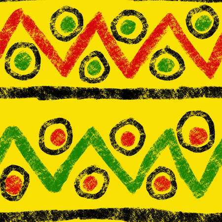 Hand drawn seamless pattern with african geometric ornament design print, Juneteenth freedom 1865...