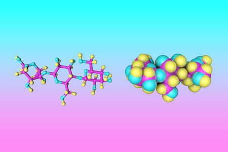Molecular model of dextrin or maltodextrin, a polysaccharide that is used as a food additive.