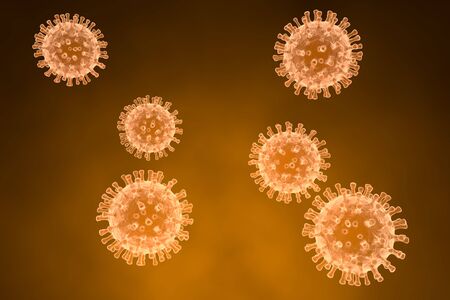 Pathogen respiratory coronavirus. MERS virus. Coronavirus flu infection. Microscopic view of virus...