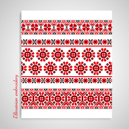 Set of seamless ukrainian embroidered bordersのイラスト素材