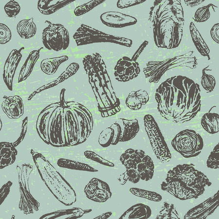 Ink hand drawn vegetables seamless patternのイラスト素材
