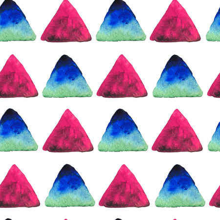Abstract watercolor hand drawn triangles seamless patternの写真素材