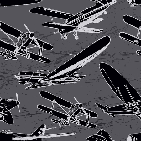Ink  old airplanesのイラスト素材