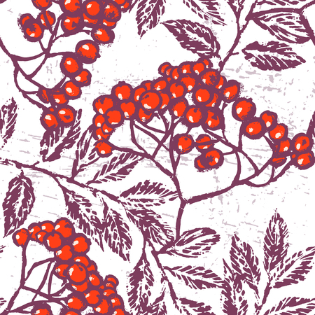 Ink hand drawn rowan seamless patternのイラスト素材