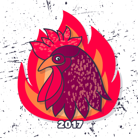 Rooster illustration. Bird character for logo, badge, card etc.のイラスト素材